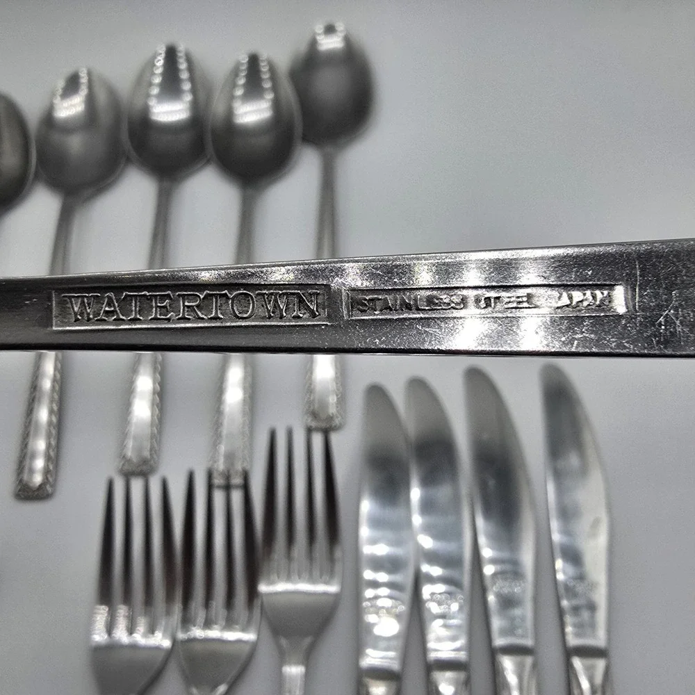 Vtg Lot of 18 WATERTOWN Mid-Century Stainless Steel Flatware Japan Spoon‎ Fork +